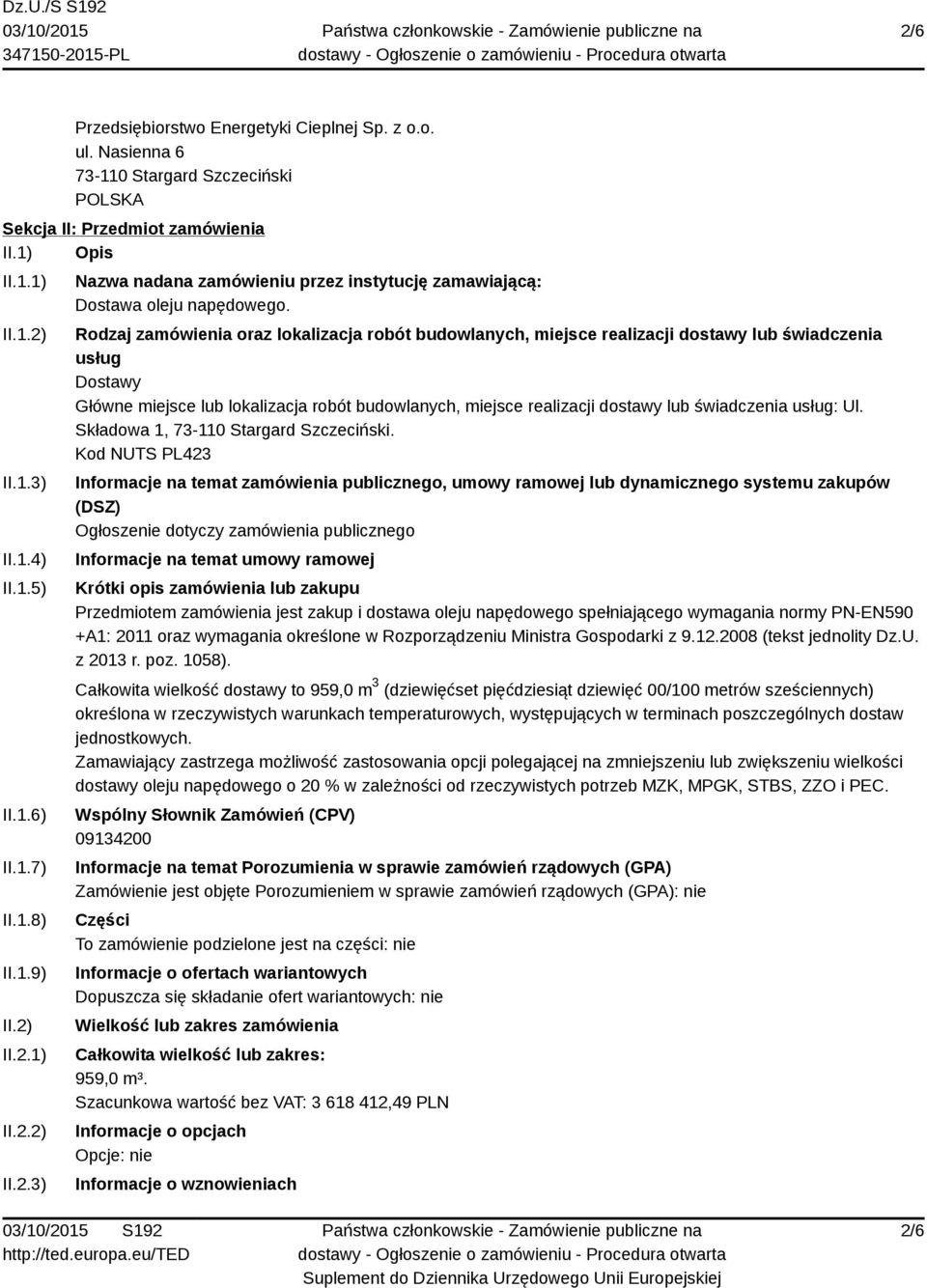 świadczenia usług: Ul. Składowa 1,.