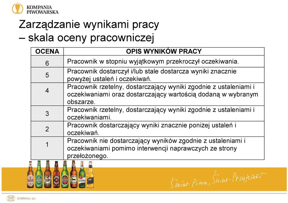 Pracownik rzetelny, dostarczający wyniki zgodnie z ustaleniami i 4 oczekiwaniami oraz dostarczający wartością dodaną w wybranym obszarze.