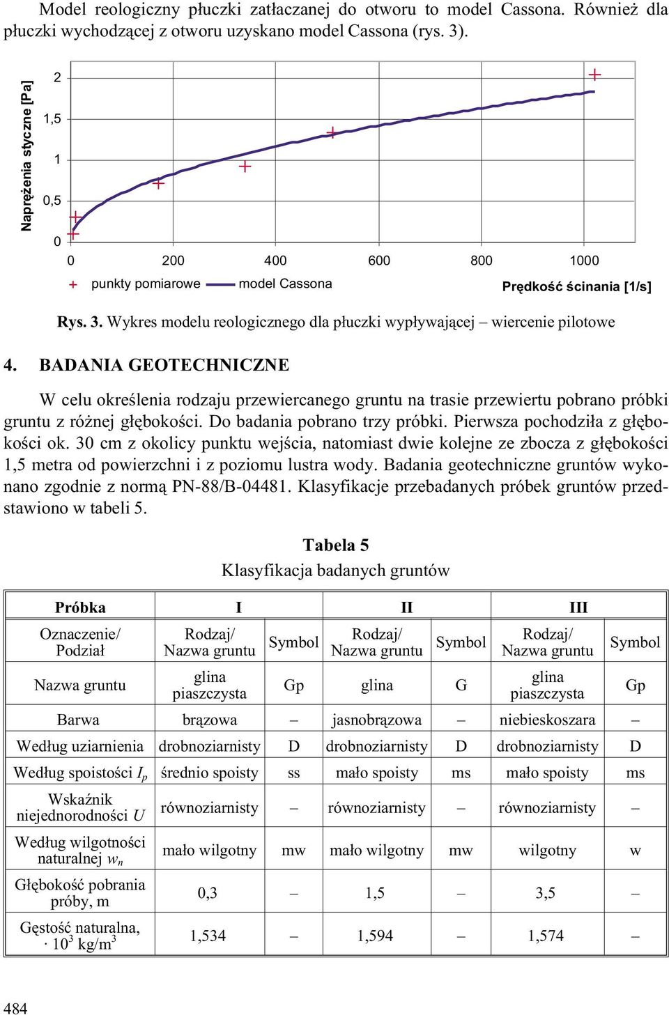 BADANIA GEOTECHNICZNE W celu okreœlenia rodzaju przewiercanego gruntu na trasie przewiertu pobrano próbki gruntu z ró nej g³êbokoœci. Do badania pobrano trzy próbki.