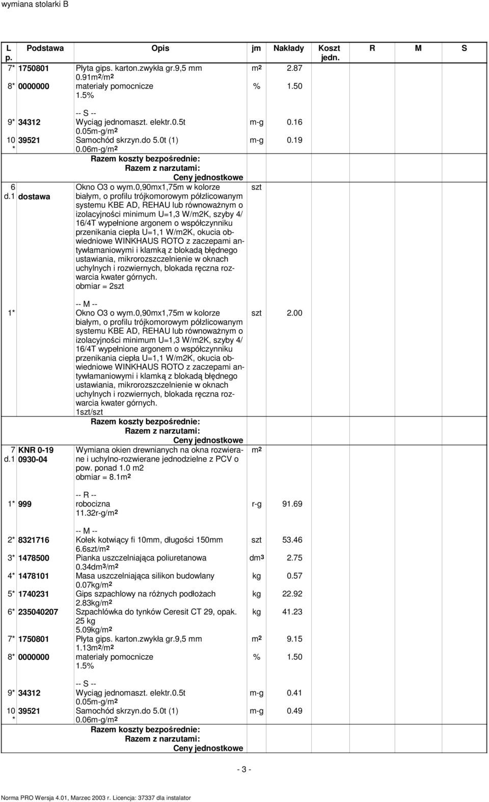 1 0930-04 Wymiana okien drewnianych na okna rozwierane i uchylno-rozwierane jednodzielne z PCV o pow. ponad 1.0 m2 obmiar = 8.1 2.00 11.32r-g/ r-g 91.69 53.46 dm 3 2.75 kg 0.