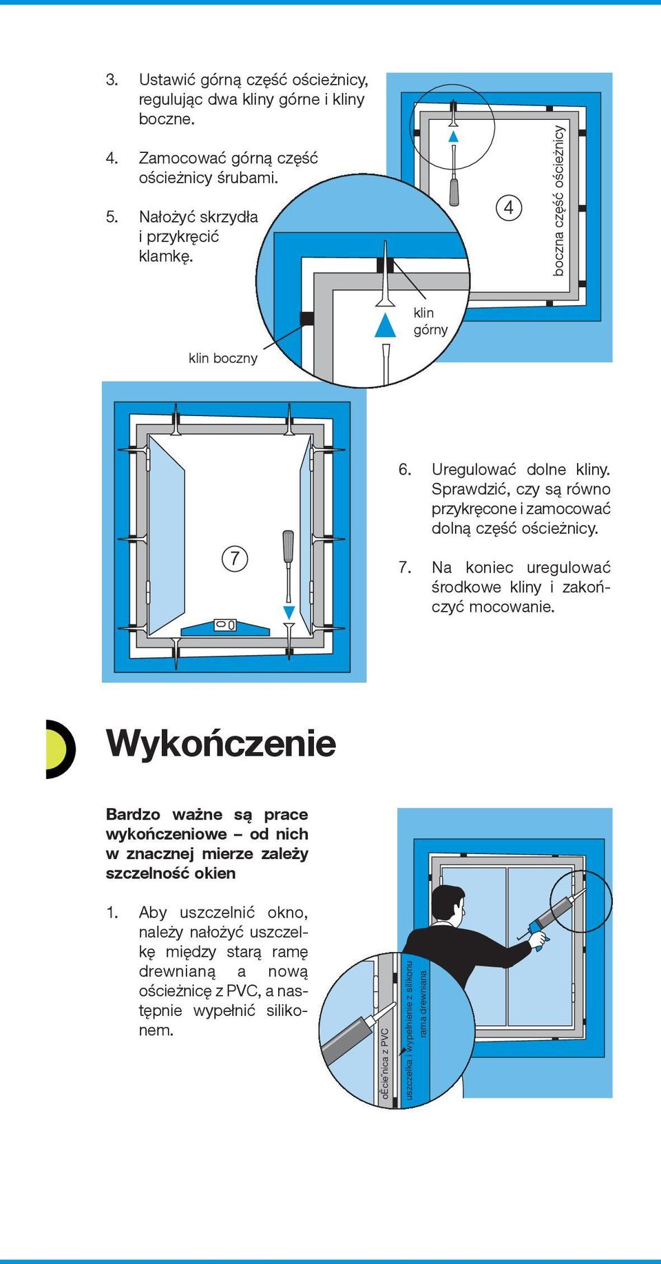 Wykończenie Bardzo ważne są prace wykończeniowe od nich w znacznej mierze zależy szczelność okien 1.