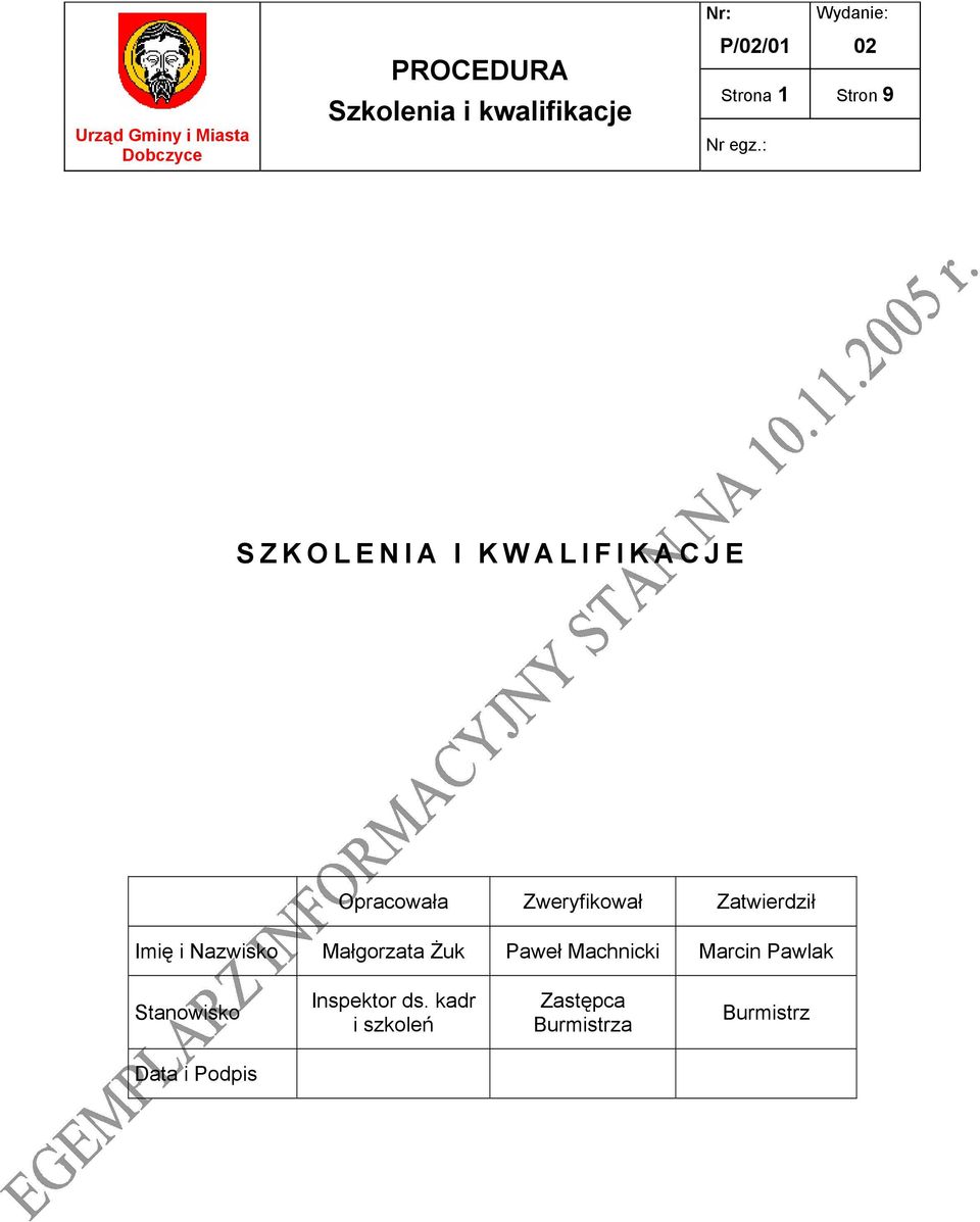 Paweł Machnicki Marcin Pawlak Stanowisko Inspektor ds.