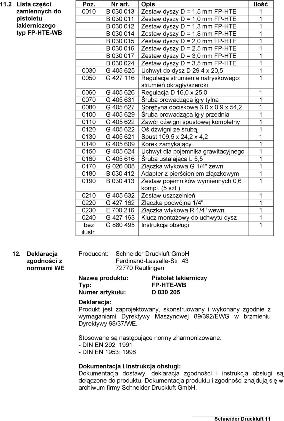 Zestaw dyszy D = 2,0 mm FP-HTE 1 B 030 016 Zestaw dyszy D = 2,5 mm FP-HTE 1 B 030 017 Zestaw dyszy D = 3,0 mm FP-HTE 1 B 030 024 Zestaw dyszy D = 3,5 mm FP-HTE 1 0030 G 405 625 Uchwyt do dysz D 29,4