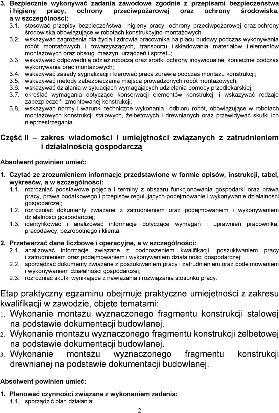 wskazywać zagrożenia dla życia i zdrowia pracownika na placu budowy podczas wykonywania robót montażowych i towarzyszących, transportu i składowania materiałów i elementów montażowych oraz obsługi