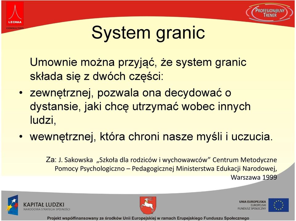 wewnętrznej, która chroni nasze myśli i uczucia. Za: J.