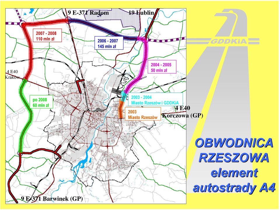 po 00 60 mln zł 00-004 Miasto Rzeszów i GDDKiA 00 Miasto Rzeszów