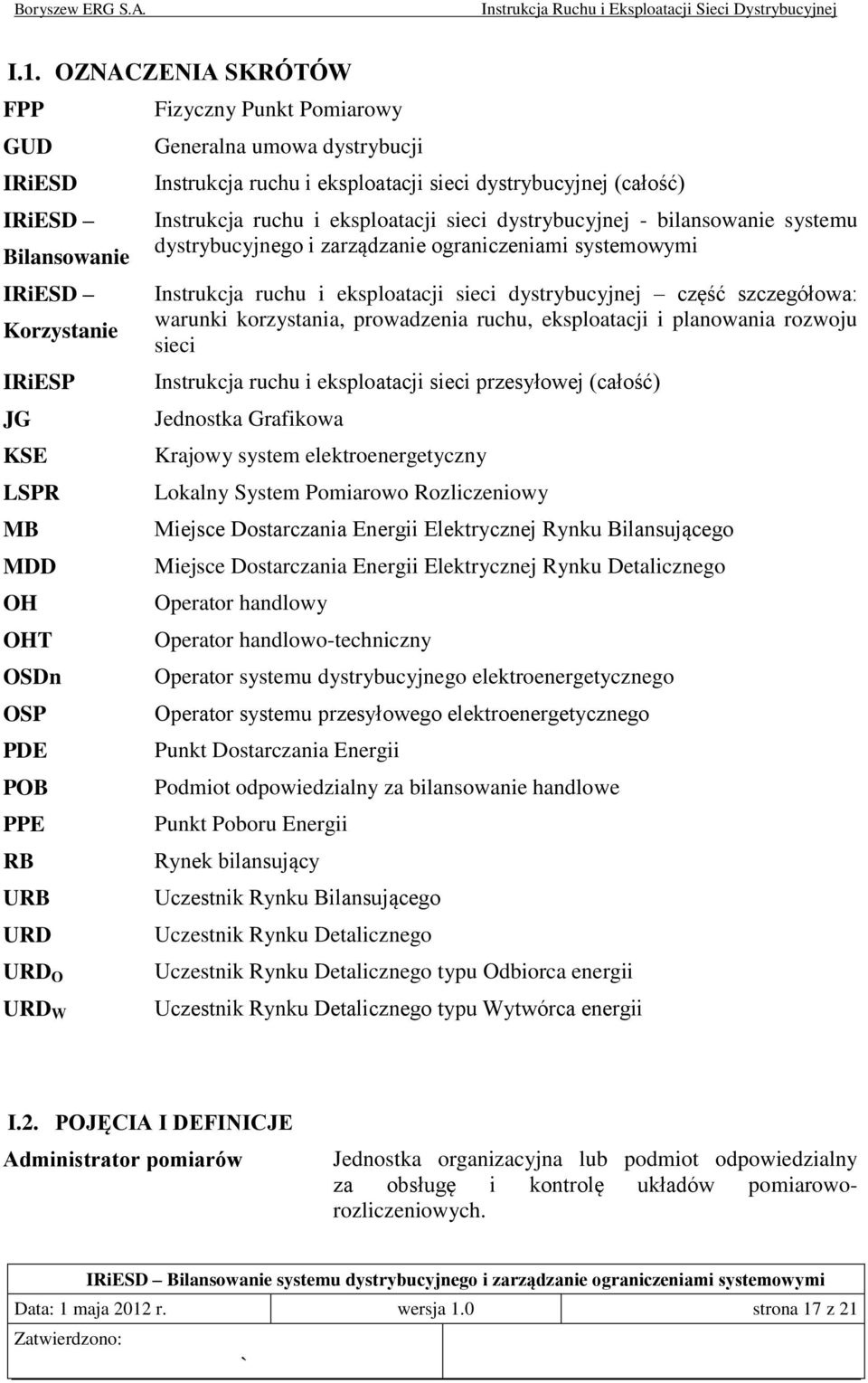 systemowymi Instrukcja ruchu i eksploatacji sieci dystrybucyjnej część szczegółowa: warunki korzystania, prowadzenia ruchu, eksploatacji i planowania rozwoju sieci Instrukcja ruchu i eksploatacji