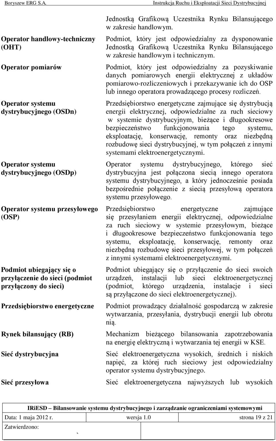 zakresie handlowym. Podmiot, który jest odpowiedzialny za dysponowanie Jednostką Grafikową Uczestnika Rynku Bilansującego w zakresie handlowym i technicznym.