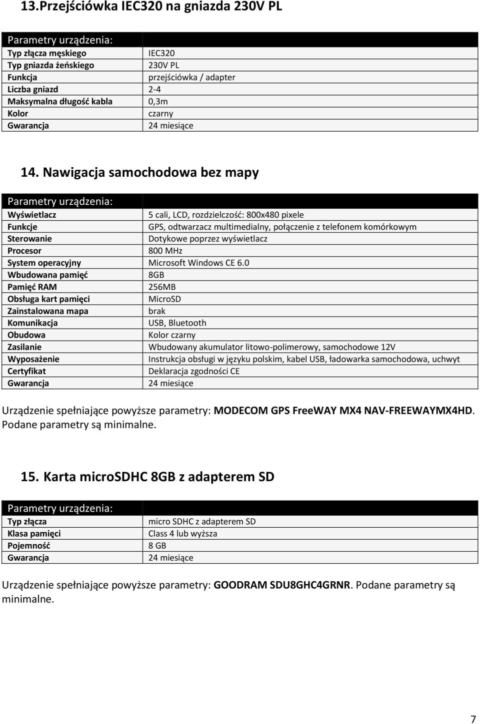 Procesor 800 MHz System operacyjny Microsoft Windows CE 6.