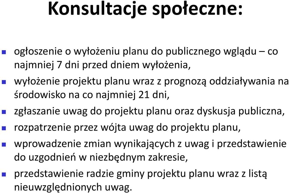 planu oraz dyskusja publiczna, rozpatrzenie przez wójta uwag do projektu planu, wprowadzenie zmian wynikających z uwag i