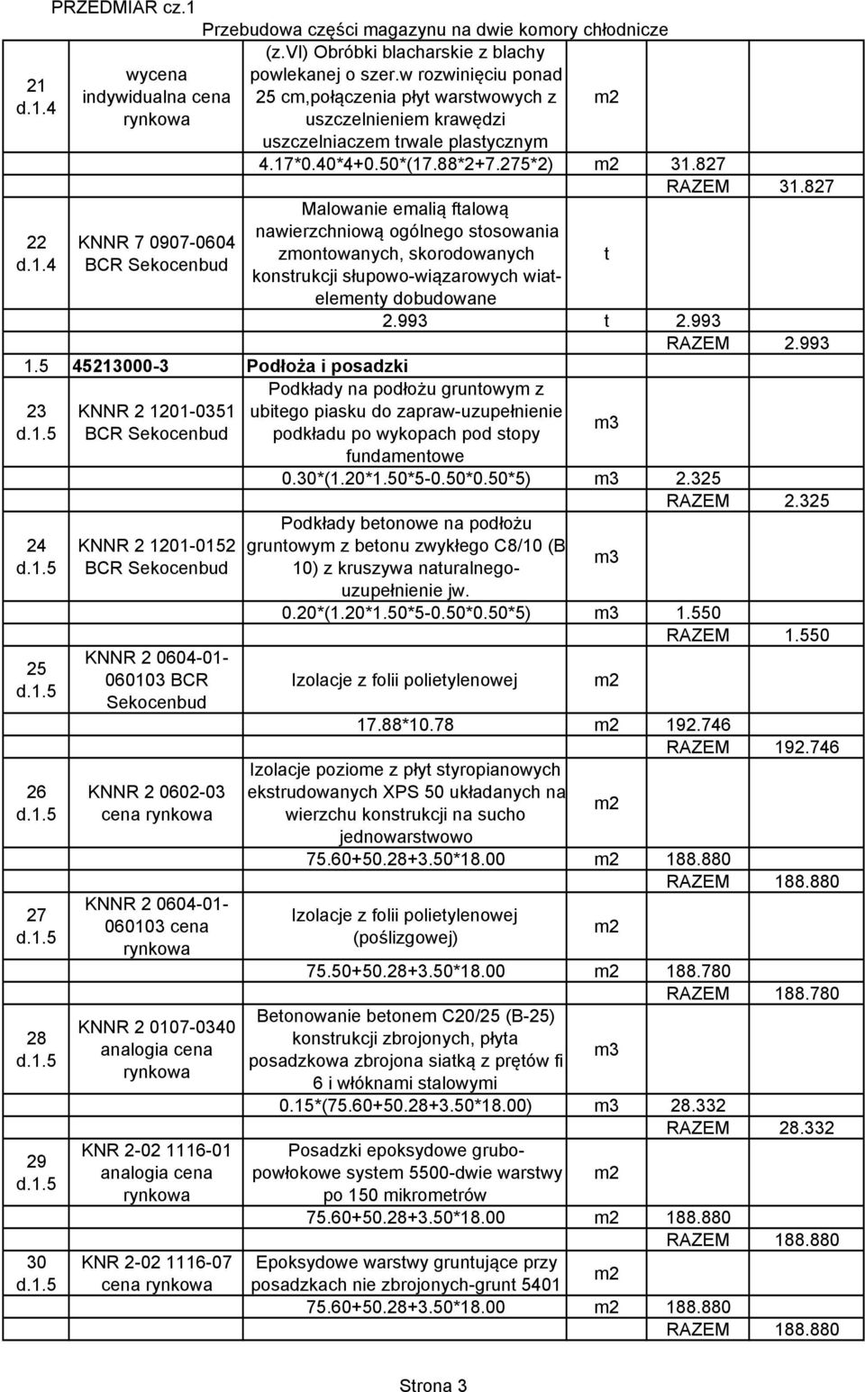 5 45213000-3 Podłoża i posadzki 23 24 25 26 27 28 29 30 KNNR 2 1201-0351 KNNR 2 1201-0152 KNNR 2 0604-01- 060103 BCR Sekocenbud KNNR 2 0602-03 cena KNNR 2 0604-01- 060103 cena KNNR 2 0107-0340 KNR