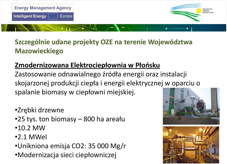 energii elektrycznej w oparciu o spalanie biomasy w ciepłowni miejskiej. Zrębki drzewne 25 tys.