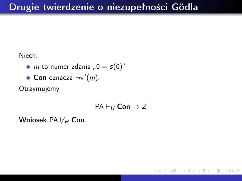 numer zdania 0 = s(0) Con oznacza