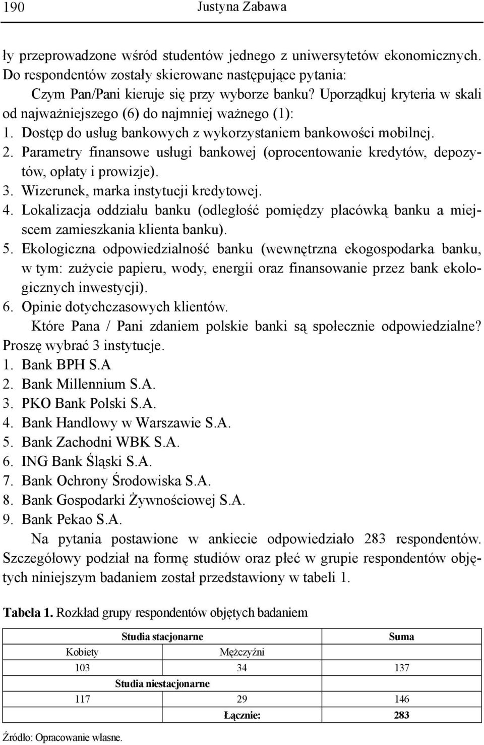 Parametry finansowe usługi bankowej (oprocentowanie kredytów, depozytów, opłaty i prowizje). 3. Wizerunek, marka instytucji kredytowej. 4.