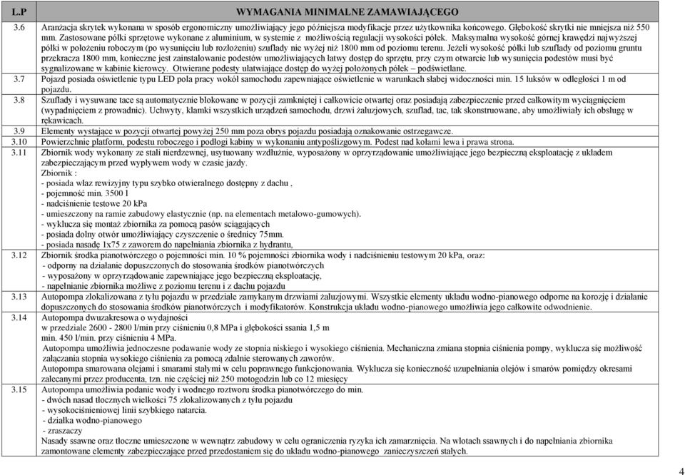 Maksymalna wysokość górnej krawędzi najwyższej półki w położeniu roboczym (po wysunięciu lub rozłożeniu) szuflady nie wyżej niż 1800 mm od poziomu terenu.