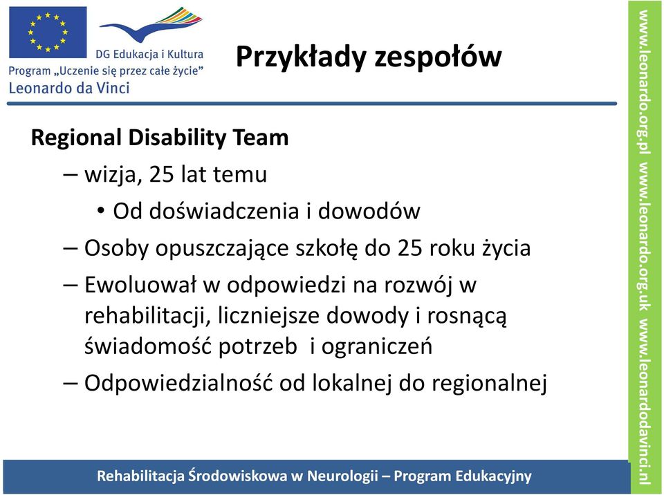 Ewoluował w odpowiedzi na rozwój w rehabilitacji, liczniejsze dowody i