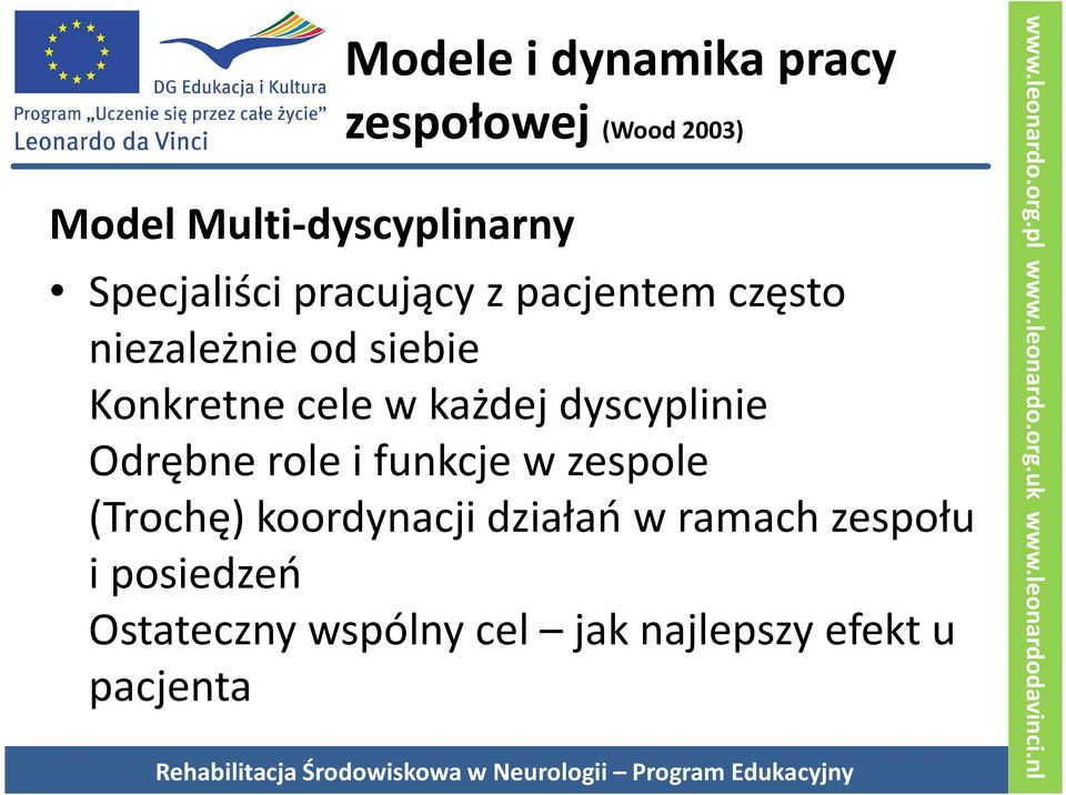 Odrębne role i funkcje w zespole (Trochę) koordynacji działań w ramach zespołu i posiedzeń