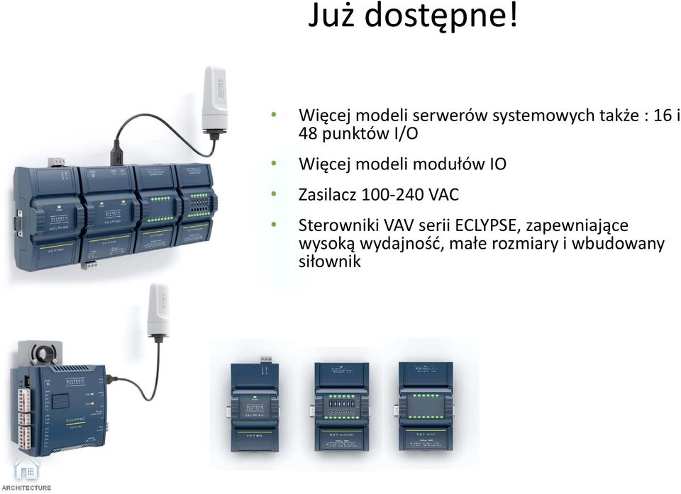 punktów I/O Więcejmodelimodułów IO Zasilacz 100 240