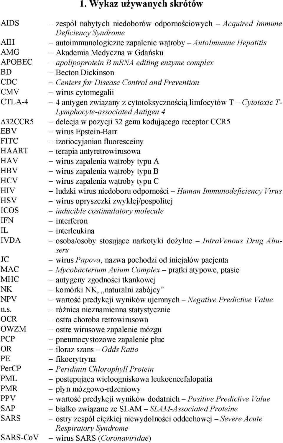 limfocytów T Cytotoxic T- Lymphocyte-associated Antigen 4 32CCR5 delecja w pozycji 32 genu kodującego receptor CCR5 EBV wirus Epstein-Barr FITC izotiocyjanian fluoresceiny HAART terapia