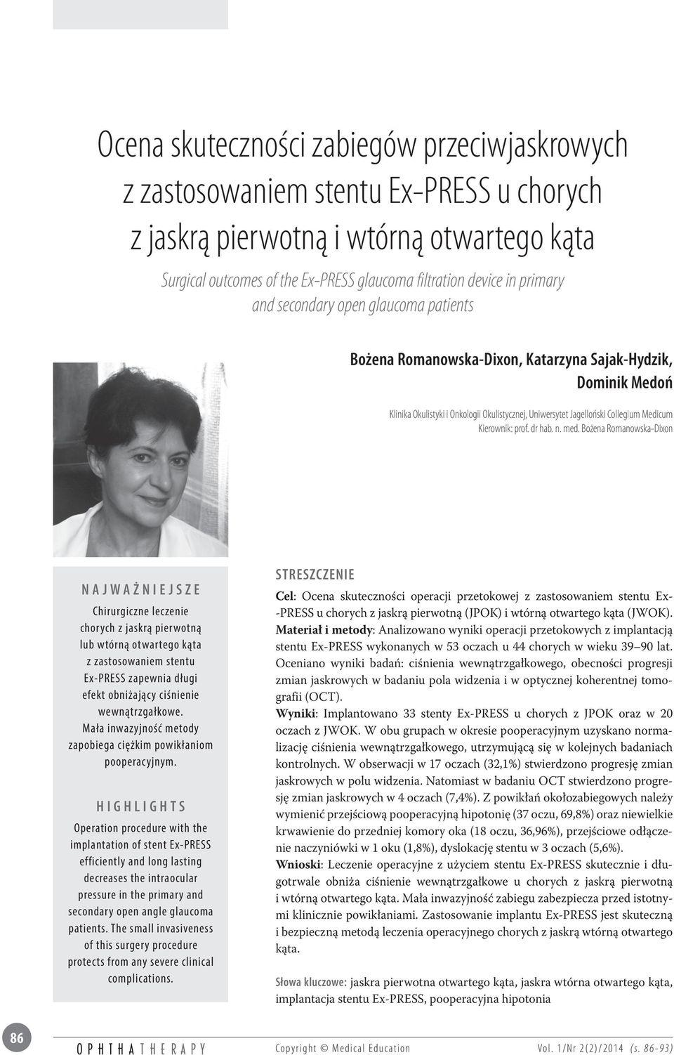 Kierownik: prof. dr hab. n. med.