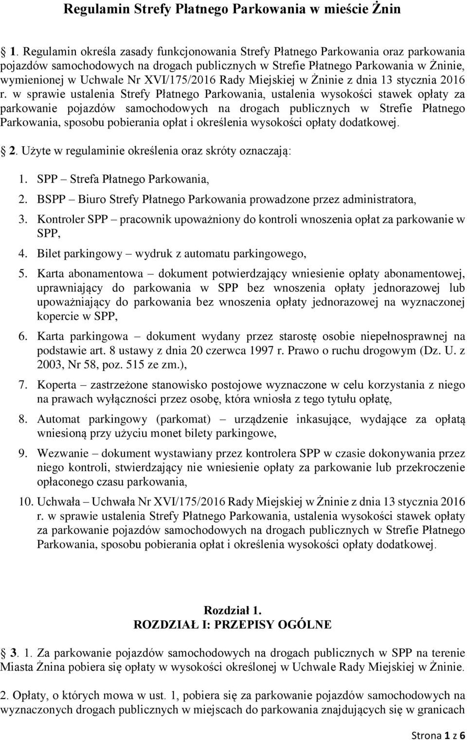 XVI/175/2016 Rady Miejskiej w Żninie z dnia 13 stycznia 2016 r.