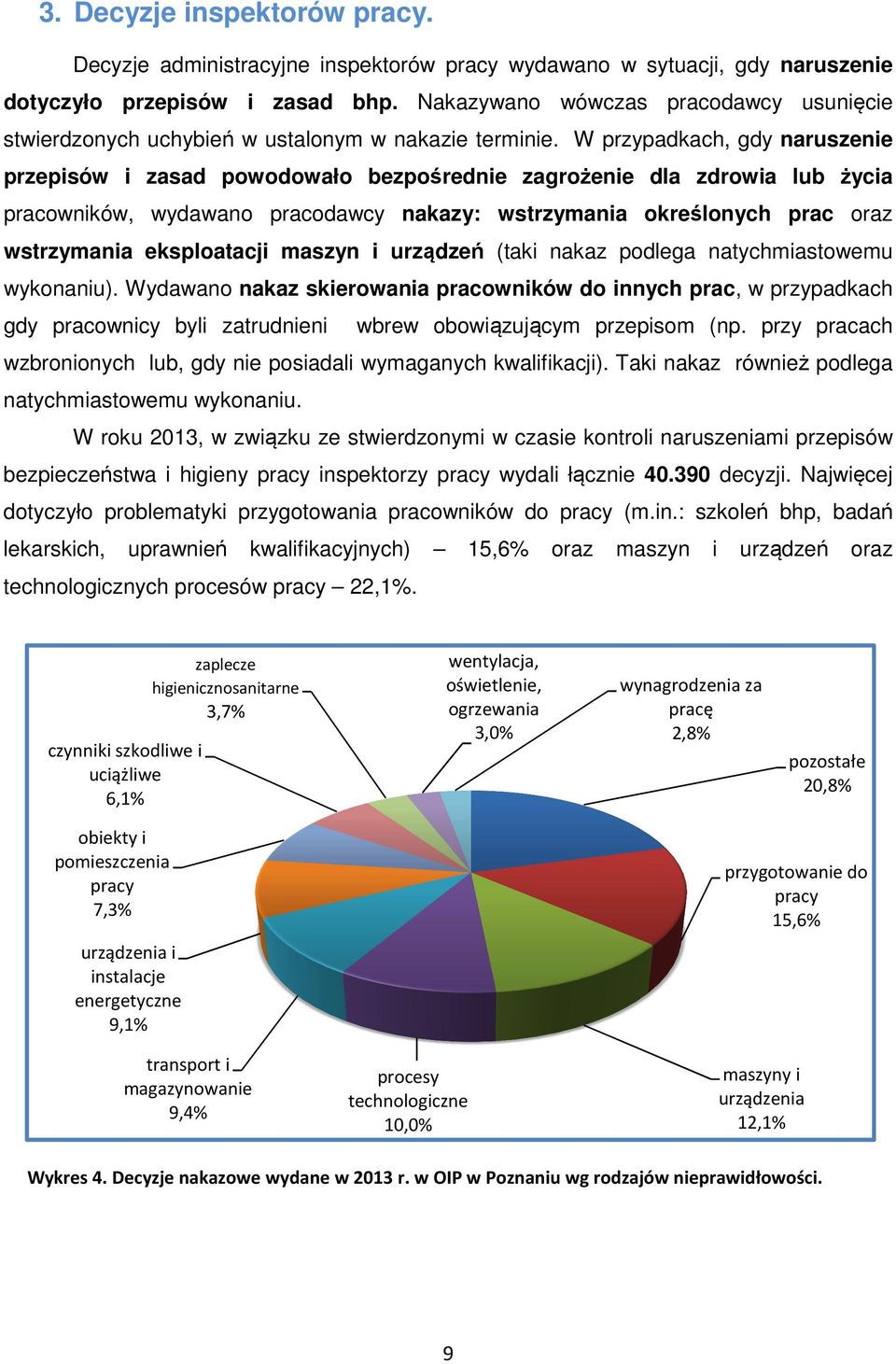 W przypadkach, gdy naruszenie przepisów i zasad powodowało bezpośrednie zagrożenie dla zdrowia lub życia pracowników, wydawano pracodawcy nakazy: wstrzymania określonych prac oraz wstrzymania