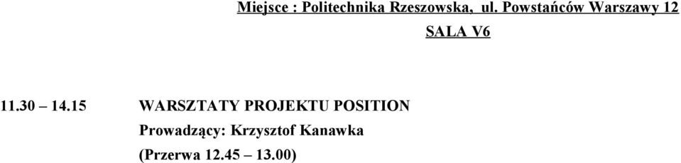 15 WARSZTATY PROJEKTU POSITION