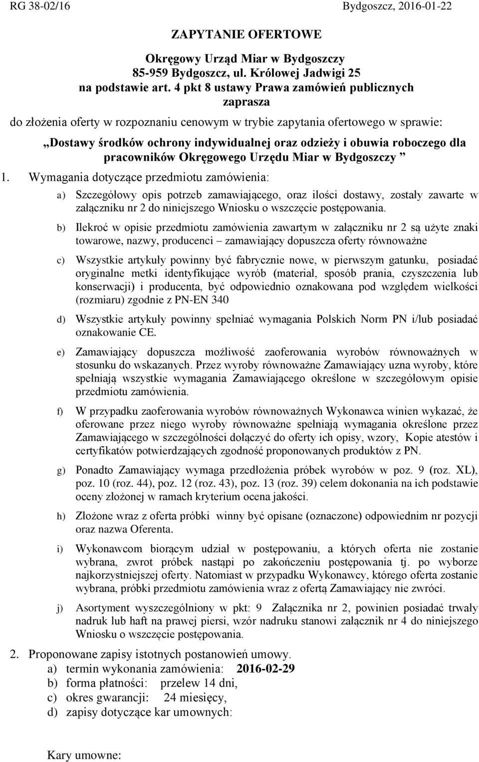 roboczego dla pracowników Okręgowego Urzędu Miar w Bydgoszczy 1.