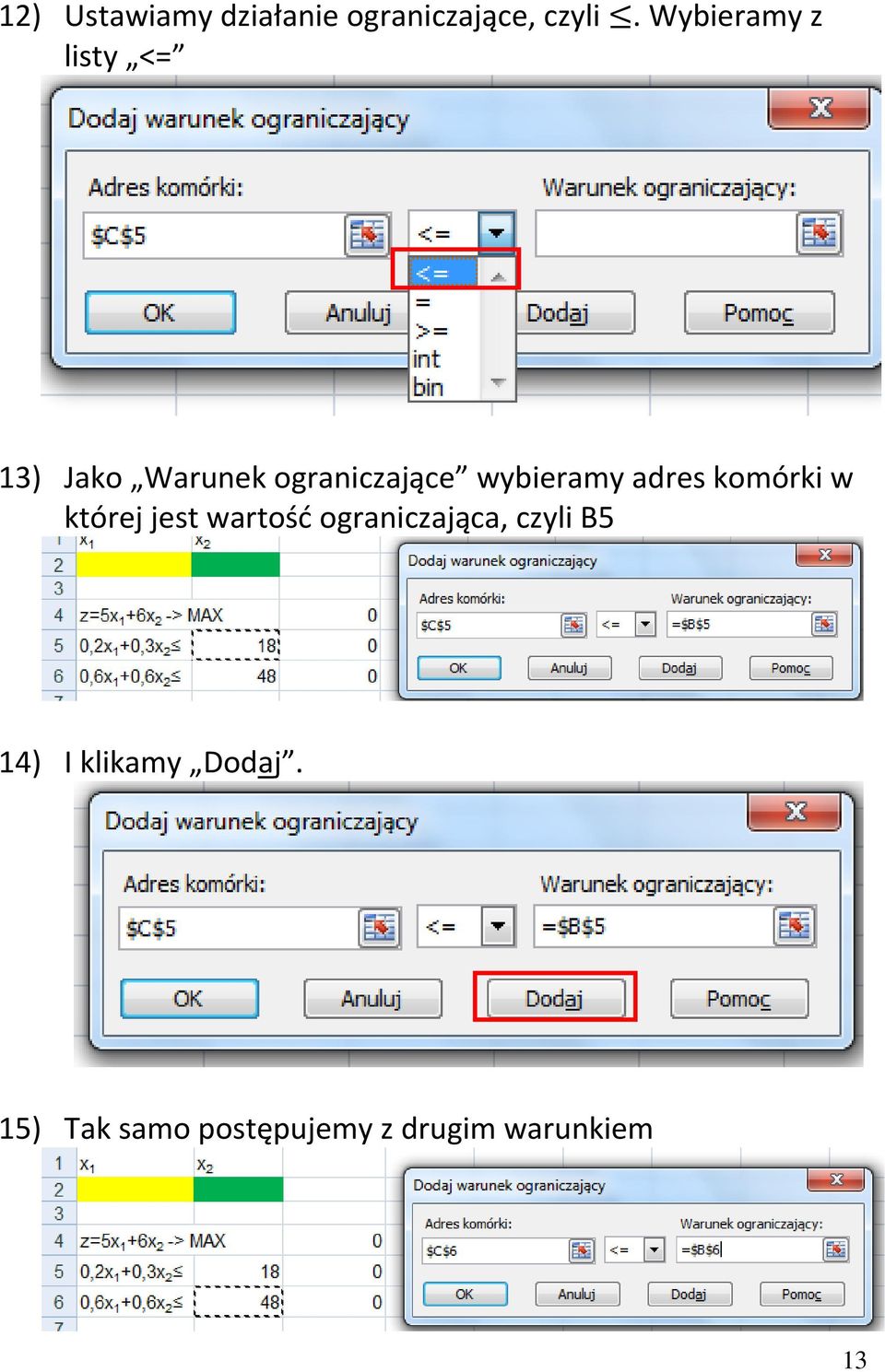 wybieramy adres komórki w której jest wartość