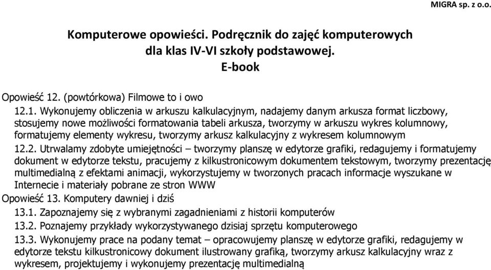 .1. Wykonujemy obliczenia w arkuszu kalkulacyjnym, nadajemy danym arkusza format liczbowy, stosujemy nowe możliwości formatowania tabeli arkusza, tworzymy w arkuszu wykres kolumnowy, formatujemy