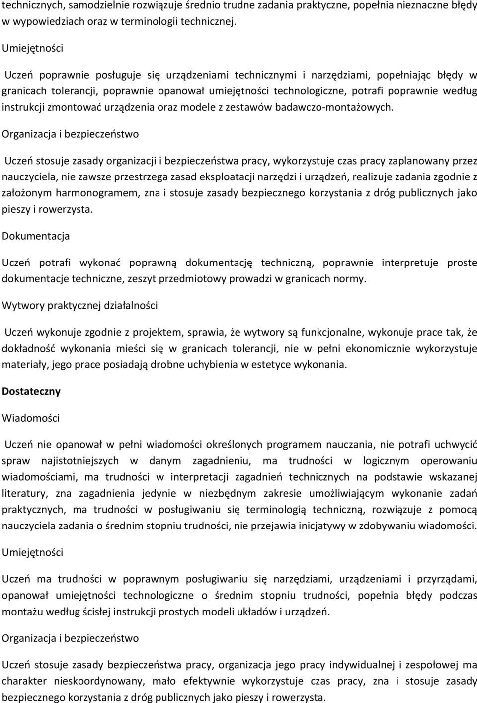 zmontować urządzenia oraz modele z zestawów badawczo-montażowych.