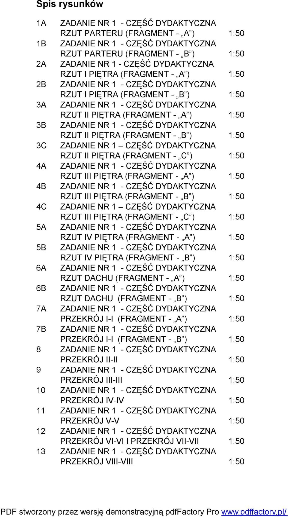 DYDAKTYCZNA RZUT II PIĘTRA (FRAGMENT - B ) 1:50 3C ZADANIE NR 1 CZĘŚĆ DYDAKTYCZNA RZUT II PIĘTRA (FRAGMENT - C ) 1:50 4A ZADANIE NR 1 - CZĘŚĆ DYDAKTYCZNA RZUT III PIĘTRA (FRAGMENT - A ) 1:50 4B