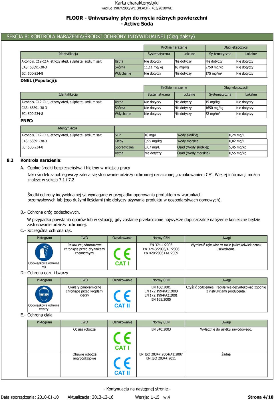 2 Kontrola narażenia: STP Gleby Sporadyczne Ustna A.