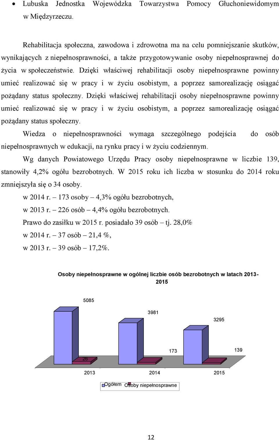 Dzięki właściwej rehabilitacji osoby niepełnosprawne powinny umieć realizować się w pracy i w życiu osobistym, a poprzez samorealizację osiągać pożądany status społeczny.