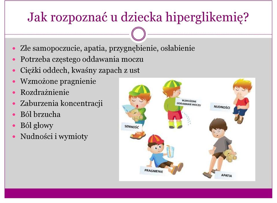 częstego oddawania moczu Ciężki oddech, kwaśny zapach z ust