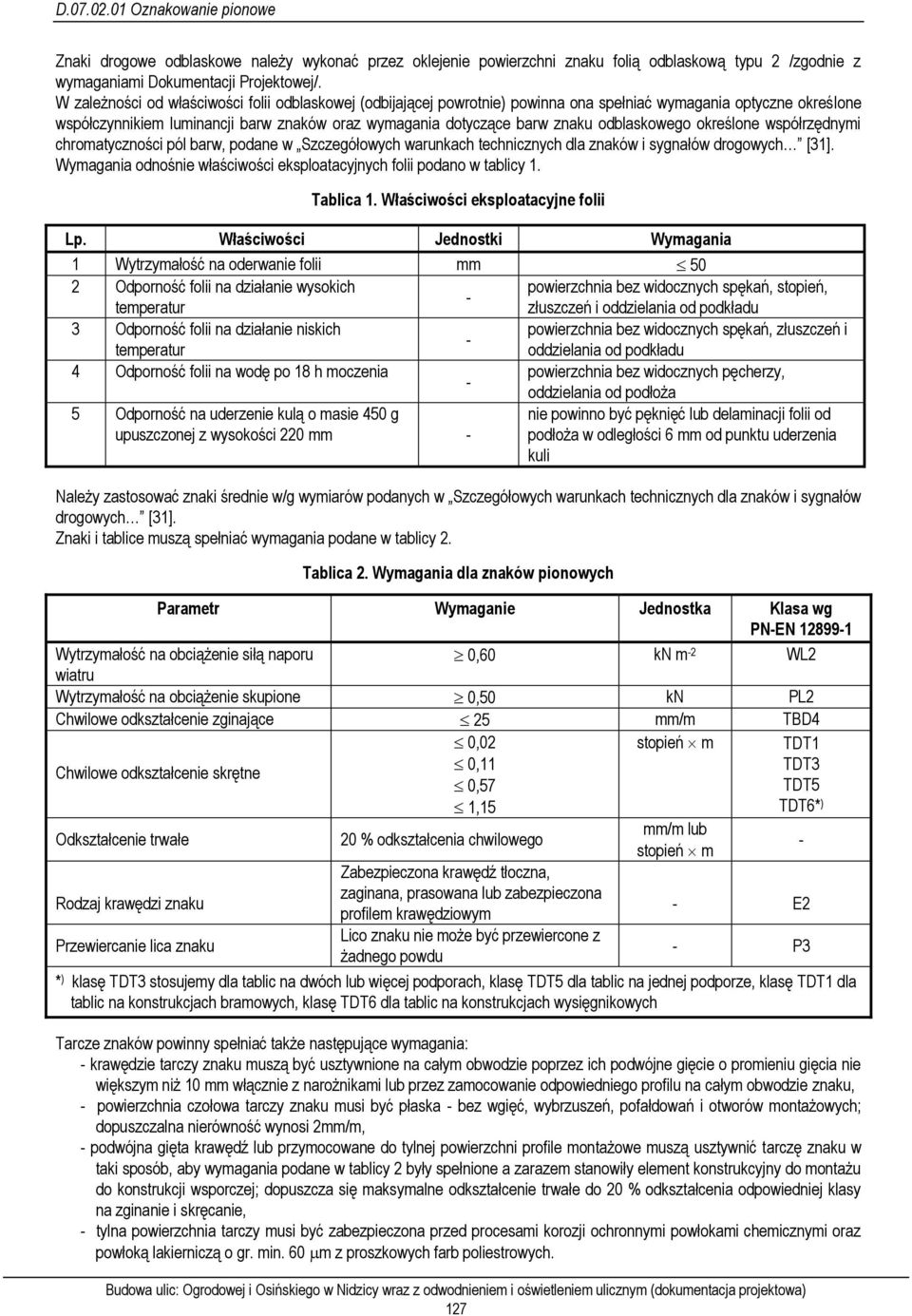 odblaskowego określone współrzędnymi chromatyczności pól barw, podane w Szczegółowych warunkach technicznych dla znaków i sygnałów drogowych [31].