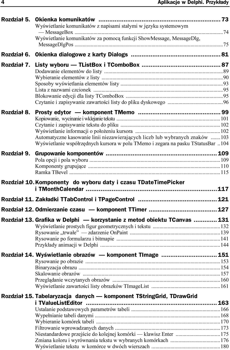 .. 87 Dodawanie elementów do listy...89 Wybieranie elementów z listy...90 Sposoby wyświetlania elementów listy...93 Lista z nazwami czcionek...95 Blokowanie edycji dla listy TComboBox.