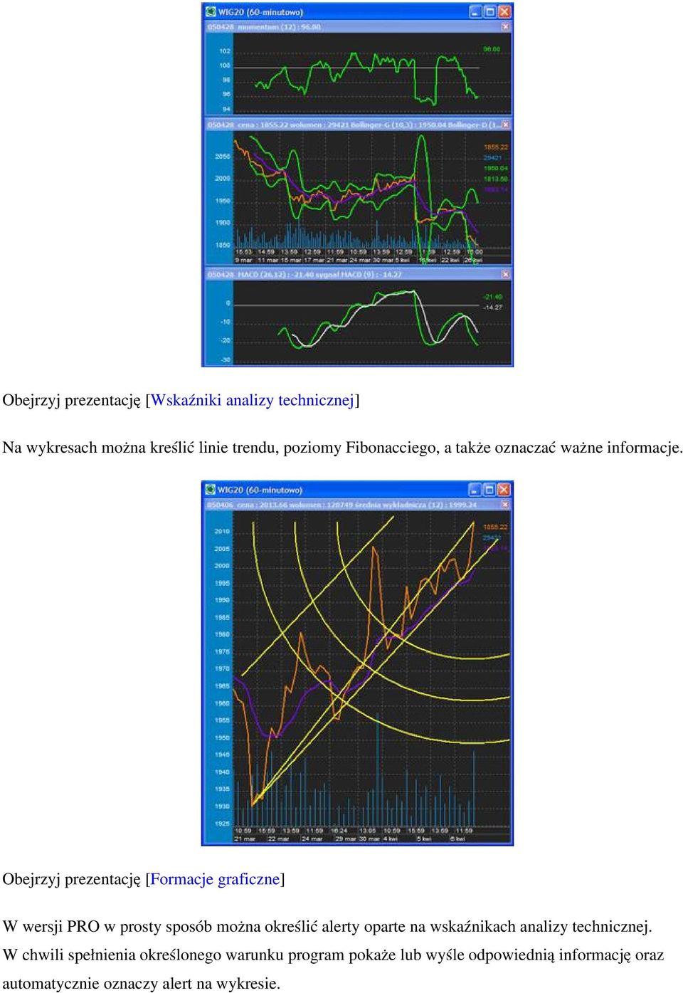 Obejrzyj prezentację [ Formacje graficzne] W wersji PRO w prosty sposób można określić alerty oparte na