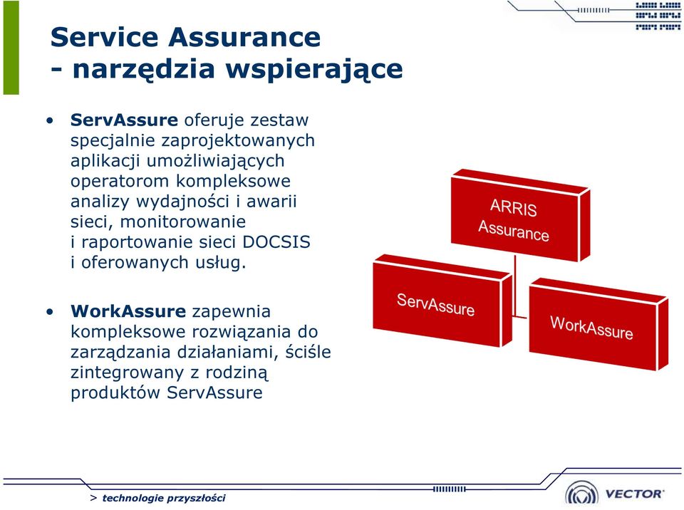 awarii sieci, monitorowanie i raportowanie sieci DOCSIS i oferowanych usług.