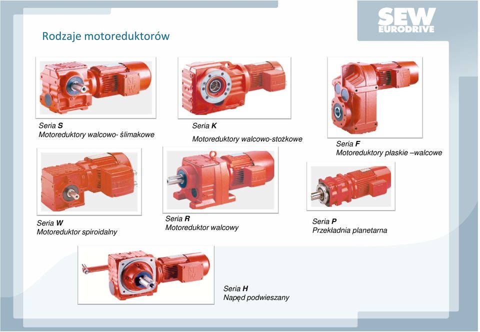 płaskie walcowe Seria W Motoreduktor spiroidalny Seria R