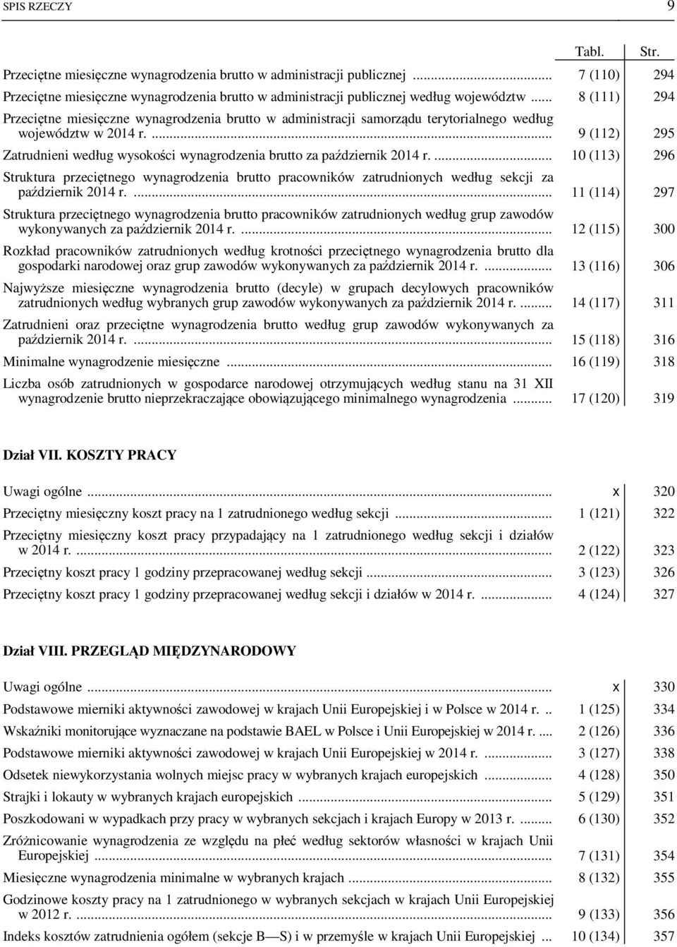 ... 9 (112) 295 Zatrudnieni według wysokości wynagrodzenia brutto za październik 2014 r.