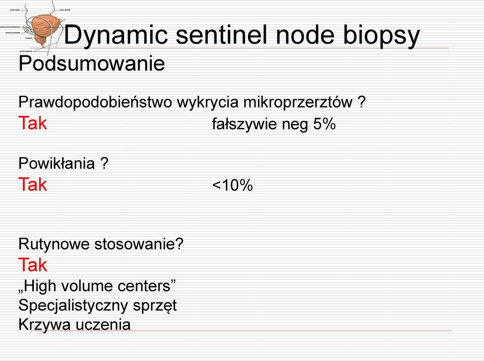 Tak fałszywie neg 5% Powikłania?