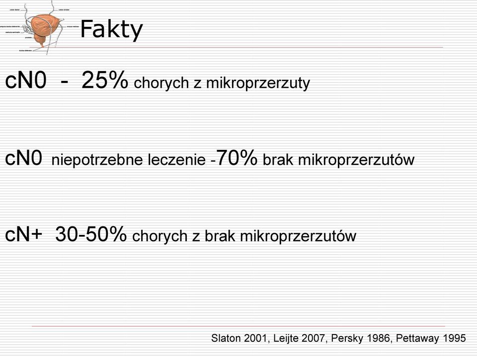 mikroprzerzutów cn+ 30-50% chorych z brak