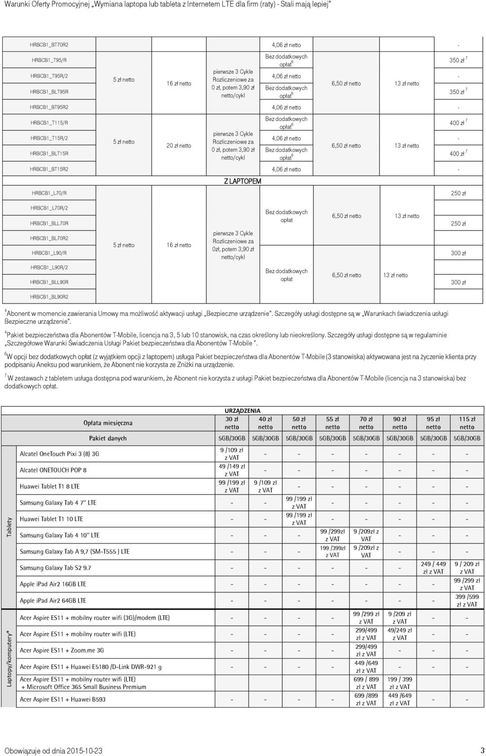 zł 0 zł, potem 3,90 zł HRBCB1_BLT15R 6 400 zł /cykl HRBCB1_BT15R2 4,06 zł HRBCB1_L0/R Z LAPTOPEM 250 zł HRBCB1_L0R/2 HRBCB1_BLL0R HRBCB1_BL0R2 HRBCB1_L90/R 5 zł 16 zł Rozliczeniowe za 0zł, potem 3,90