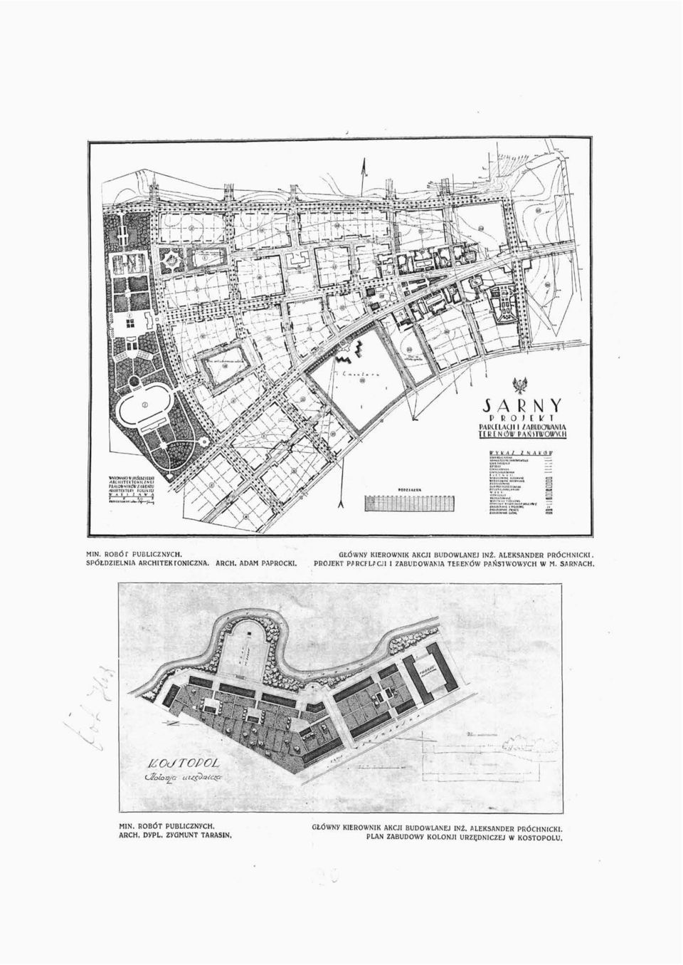 PROJEKT P^RCFLPCJI I ZABUDOWANIA TERENÓW PAŃSIWOWyCH W M. SARNACH. >l IĆOt/TOPOL CPolomcc mcc ut- MIN.