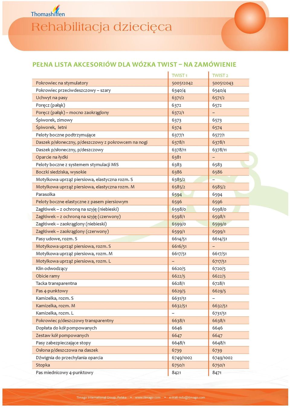 nogi 6378/1 6378/1 Daszek p/słoneczny, p/deszczowy 6378/11 6378/11 Oparcie na łydki 6381 Peloty boczne z systemem stymulacji MiS 6383 6583 Boczki siedziska, wysokie 6386 6586 Motylkowa uprząż