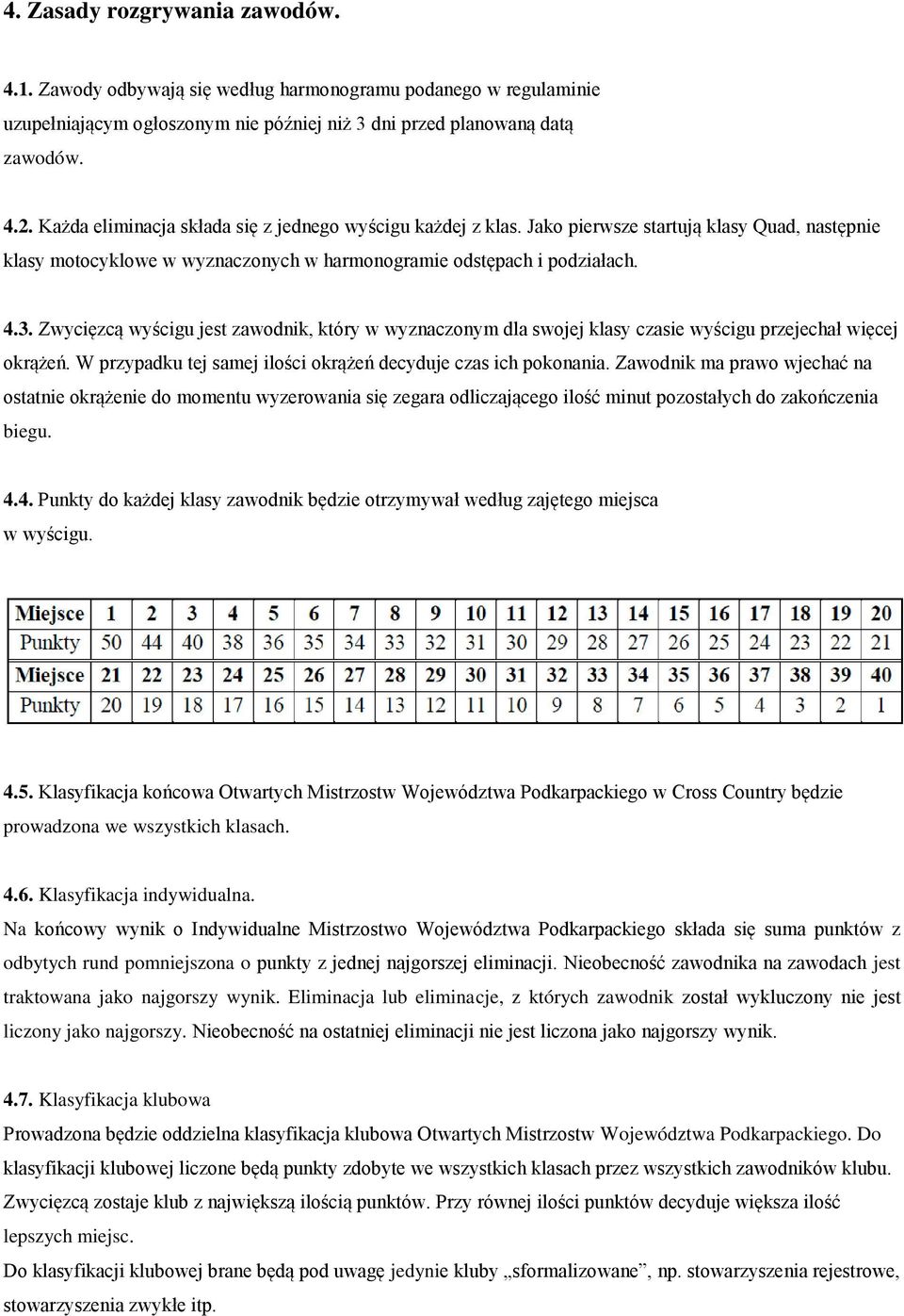 Zwycięzcą wyścigu jest zawodnik, który w wyznaczonym dla swojej klasy czasie wyścigu przejechał więcej okrążeń. W przypadku tej samej ilości okrążeń decyduje czas ich pokonania.