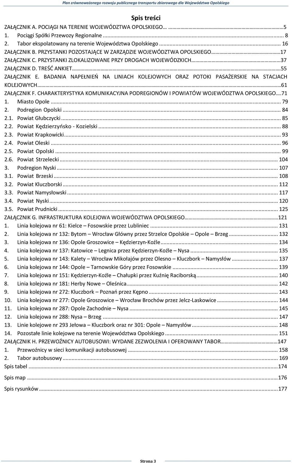 BADANIA NAPEŁNIEŃ NA LINIACH KOLEJOWYCH ORAZ POTOKI PASAŻERSKIE NA STACJACH KOLEJOWYCH 61 ZAŁĄCZNIK F. CHARAKTERYSTYKA KOMUNIKACYJNA PODREGIONÓW I POWIATÓW WOJEWÓDZTWA OPOLSKIEGO.71 1. Miasto... 79 2.