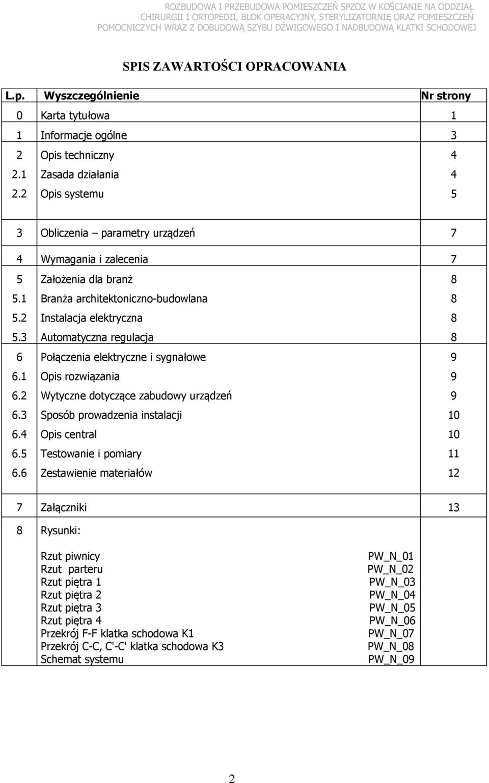 6 Założenia dla branż Branża architektoniczno-budowlana Instalacja elektryczna Automatyczna regulacja Połączenia elektryczne i sygnałowe Opis rozwiązania Wytyczne dotyczące zabudowy urządzeń Sposób