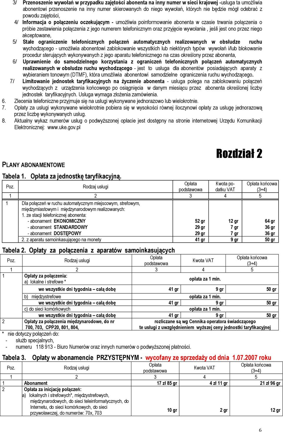 przyjęcie wywołania, jeśli jest ono przez niego akceptowane, 5/ Stałe ograniczenie telefonicznych połączeń automatycznych realizowanych w obsłudze ruchu wychodzącego - umożliwia abonentowi